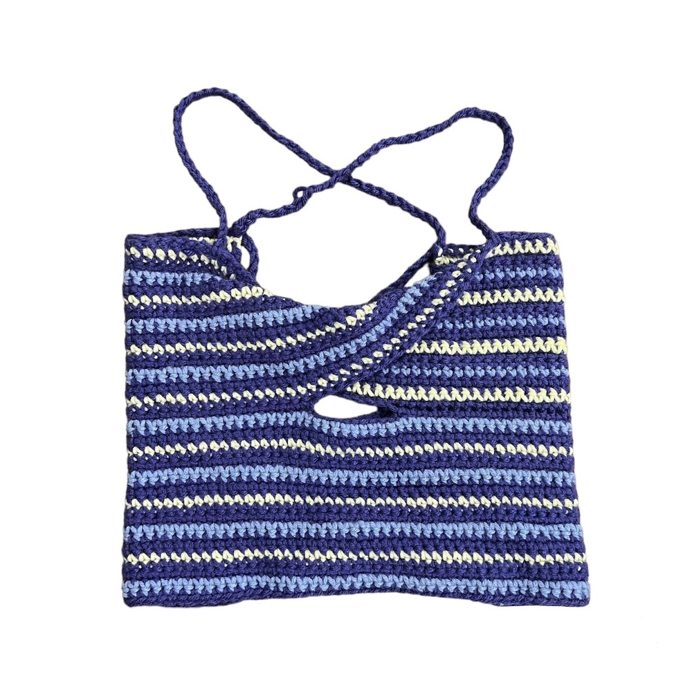 handmade crochet purple & yellow twisted summer top